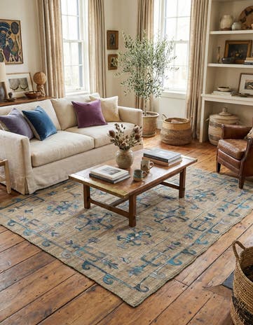 5' 7 x 6' 9 Hand Woven Kilim Suzani Wool Rug
