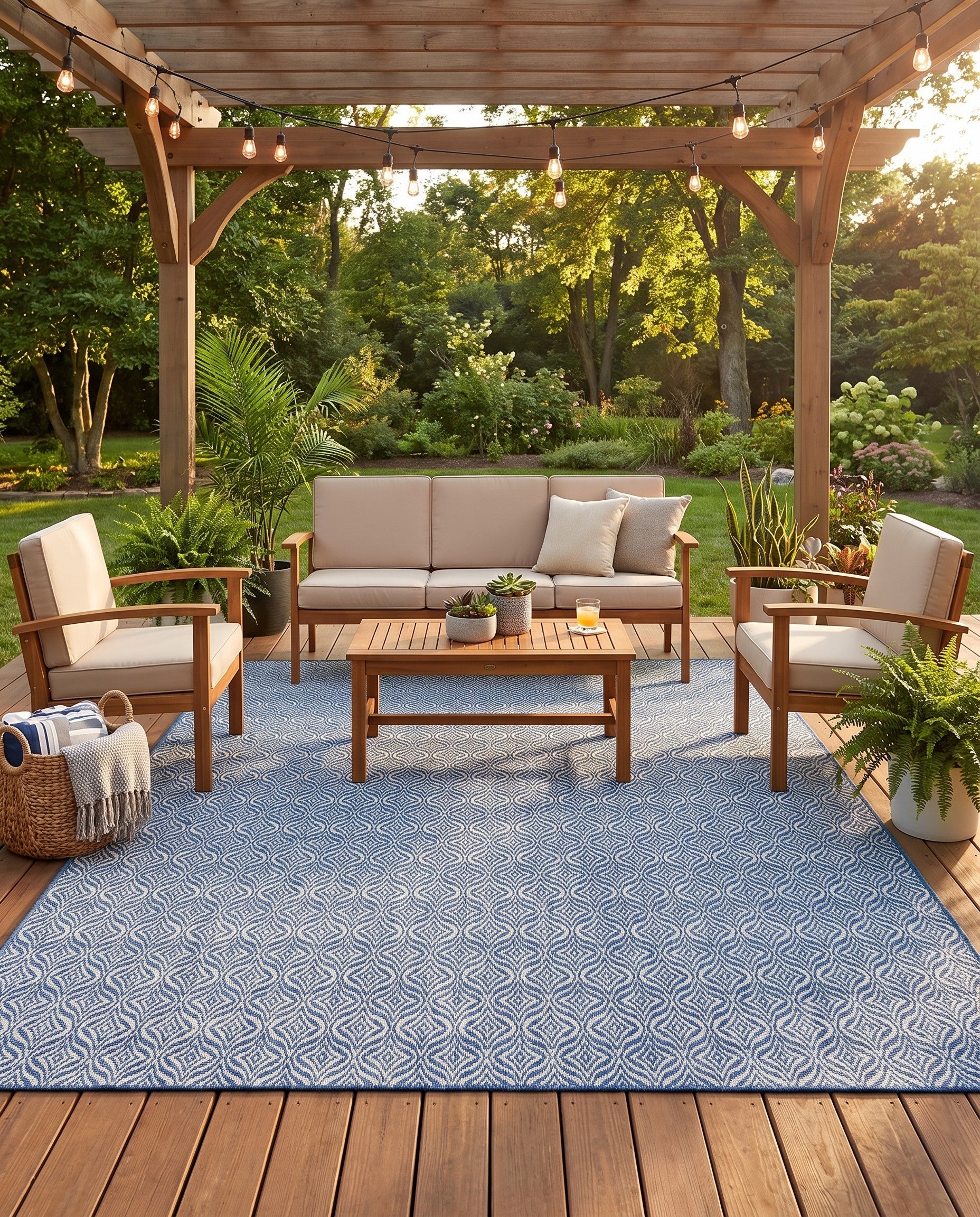 7' 10 x 11' Easy-Clean Trellis Indoor / Outdoor Rug