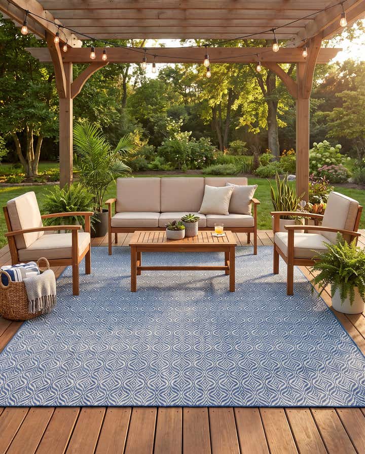 7' 10 x 11' Easy-Clean Trellis Indoor / Outdoor Rug