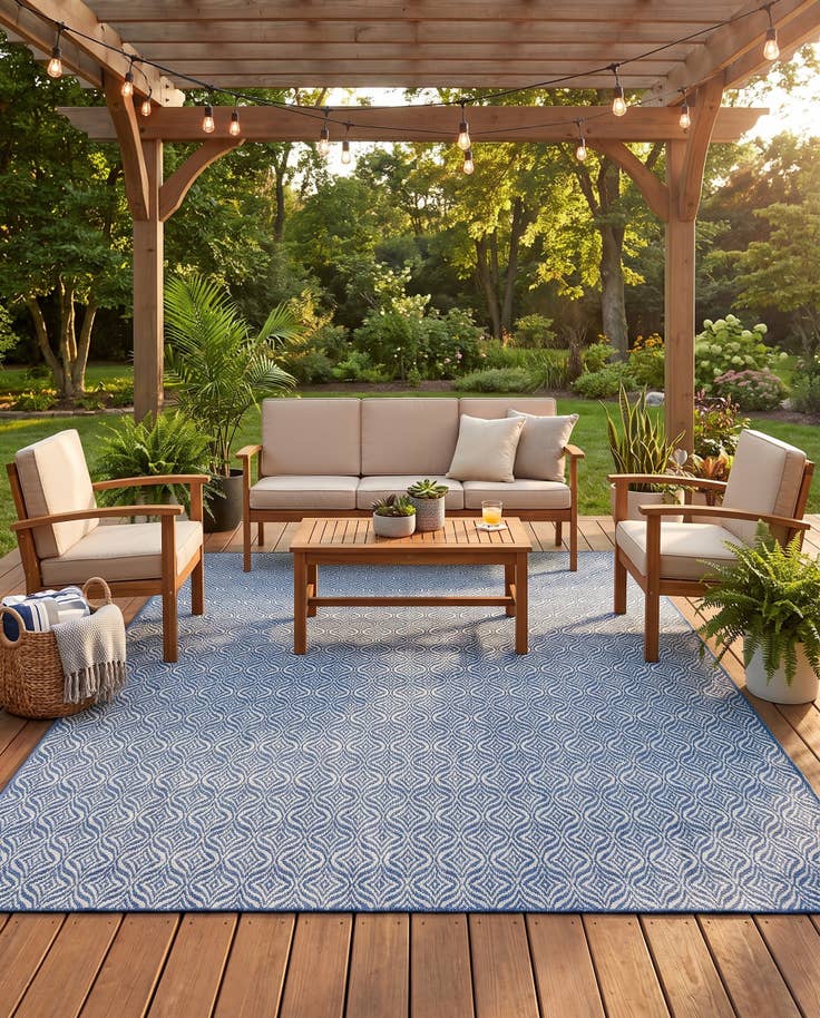 Detail image of 7' 10 x 11' Easy-Clean Trellis Indoor / Outdoor Rug