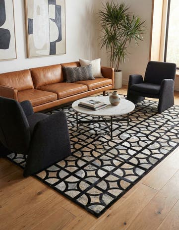 5' 2 x 8' Cowhide Leather Rug