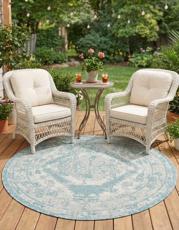 5' 3 x 5' 3 Easy-Clean Traditional Indoor / Ou...