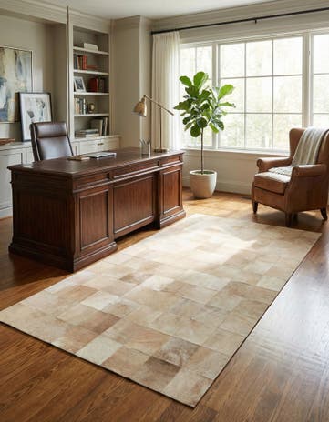 5' 1 x 8' Cowhide Leather Rug