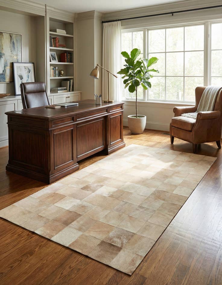 Detail image of 5' 1 x 8' Cowhide Leather Rug