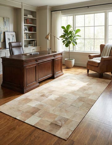 5' 1 x 8' Cowhide Leather Rug