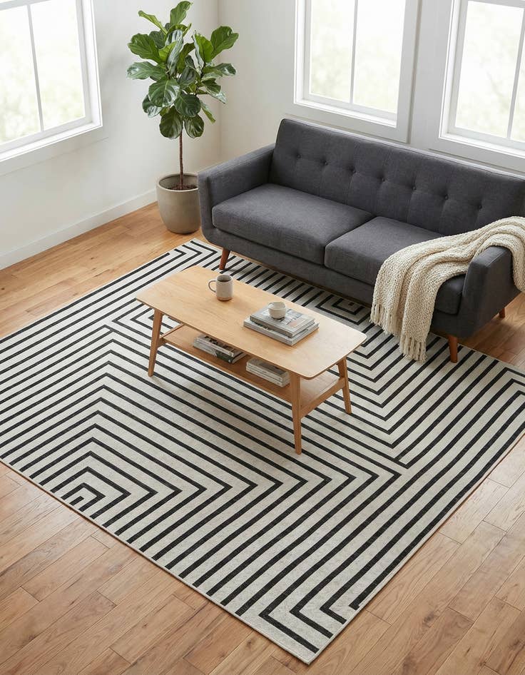 Detail image of 7' 10 x 7' 10 Easy-Clean Modern Indoor / Outdoor Square Rug