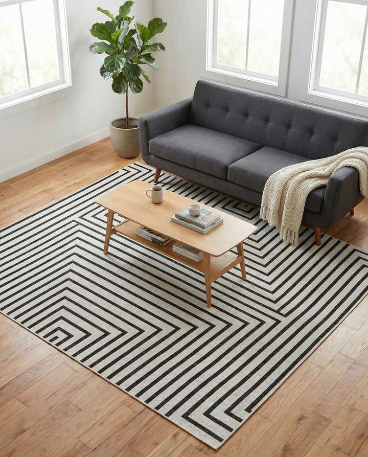 7' 10 x 7' 10 Easy-Clean Modern Indoor / Outdoor Square Rug