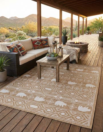 7' 10 x 10' Easy-Clean Southwestern Indoor / Outdoor Rug