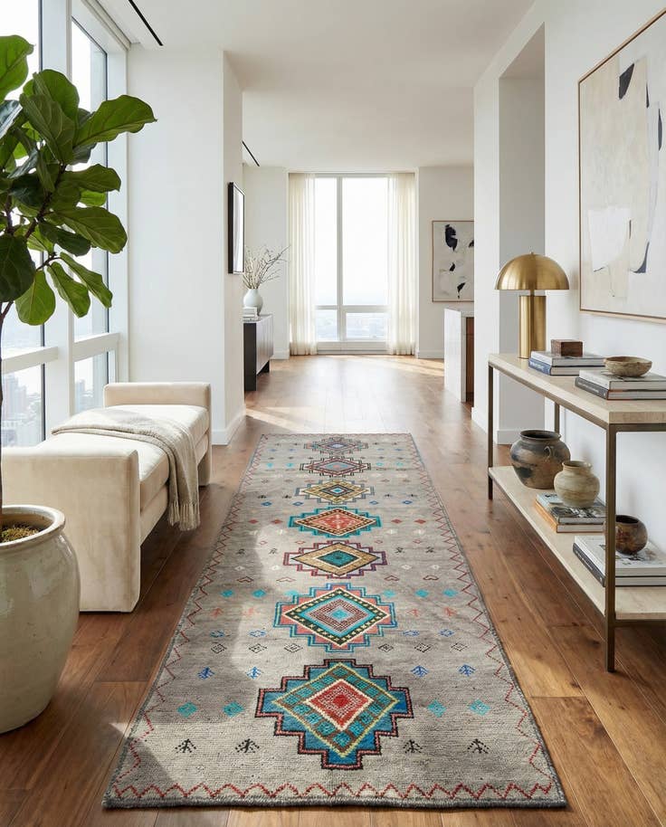 Detail image of 5' 2 x 15' Hand Knotted Moroccan Wool Runner Rug