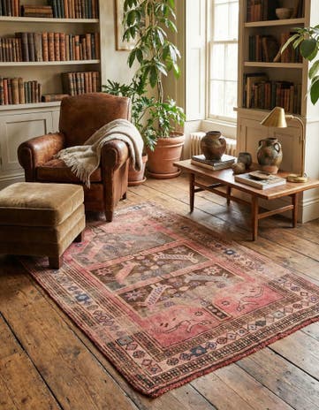 4' 2 x 6' 1 Hand Knotted Ultra Vintage Persian Wool Rug