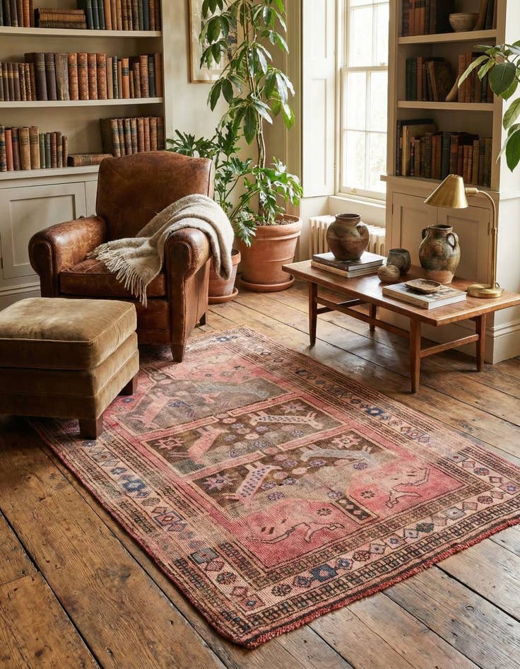 Detail image of 4' 2 x 6' 1  Hand Knotted Ultra Vintage Persian Wool Rug