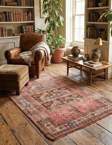 4' 2 x 6' 1 Hand Knotted Ultra Vintage Persian Wool Rug