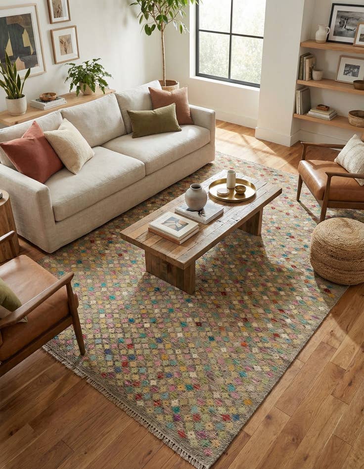 Detail image of 8' 9 x 9' 9  Hand Woven Kilim Modern Wool Rug