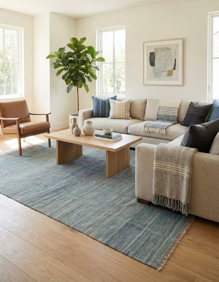 Detail image of 5' 5 x 8'  Hand Woven Kilim Modern Wool Rug