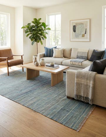 5' 5 x 8' Hand Woven Kilim Modern Wool Rug