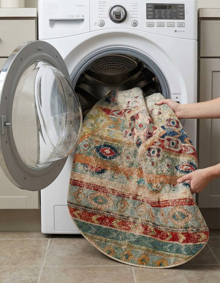 Detail image of 8' x 8'  Washable Santa Fe Round Rug