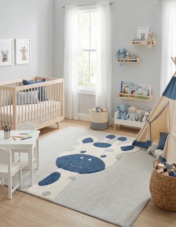 Gray Whimsy Kids Square Rug