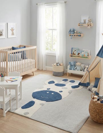 Gray Whimsy Kids Square Rug
