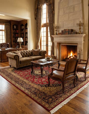 6' 8 x 9' 10 Hand Knotted Kashan Persian Wool Rug