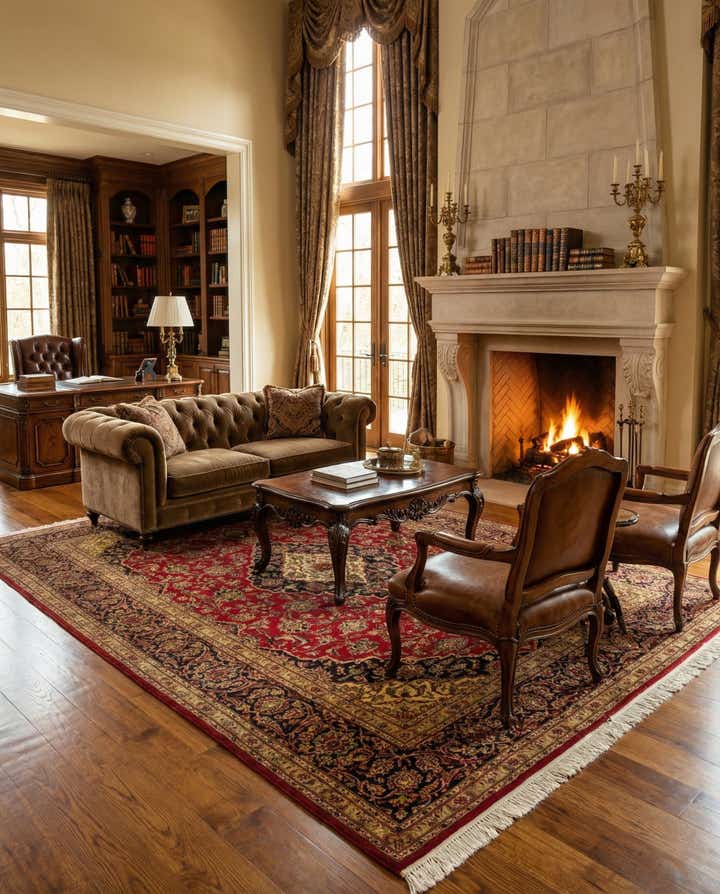 6' 8 x 9' 10 Hand Knotted Kashan Persian Wool Rug