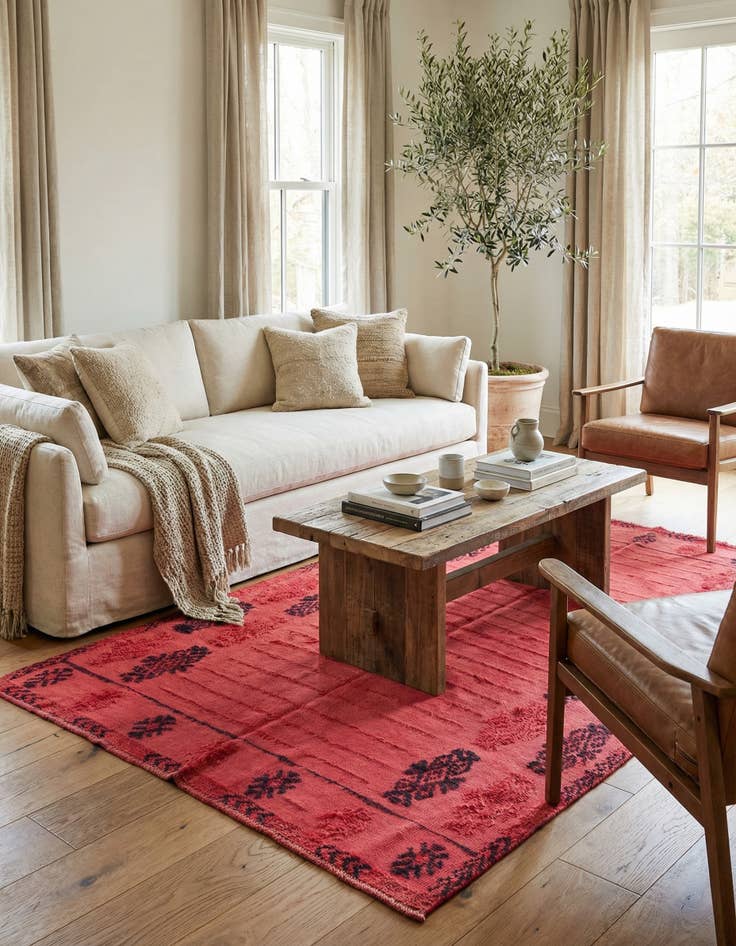 Detail image of 5' 4 x 8' 4  Hand Knotted Moroccan Wool Rug