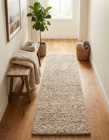 Taupe Hand Woven Haka Deluxe Shag Runner Rug