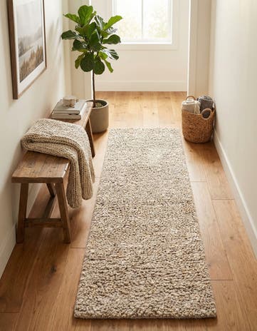 Taupe Hand Woven Haka Deluxe Shag Runner Rug