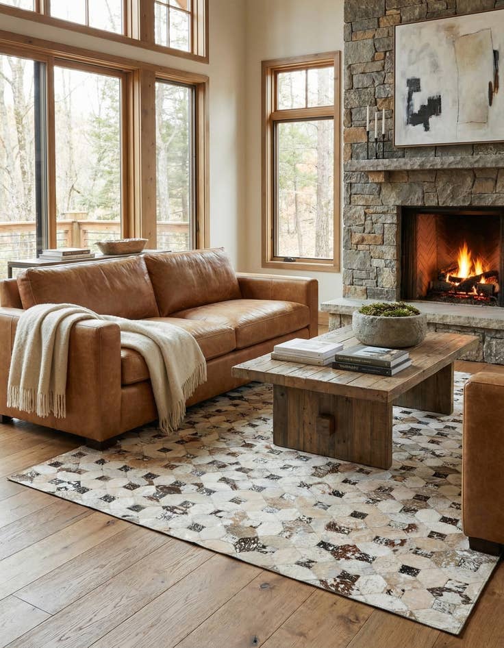 Detail image of 5' x 8' Cowhide Leather Rug