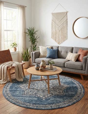 Blue Nyla Round Rug