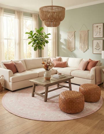 10' x 10' Easy-Clean Aztec Indoor / Outdoor Round Rug