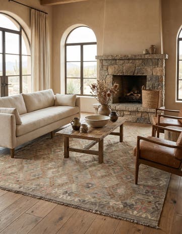 8' 4 x 9' 5 Hand Woven Kilim Maymana Wool Rug
