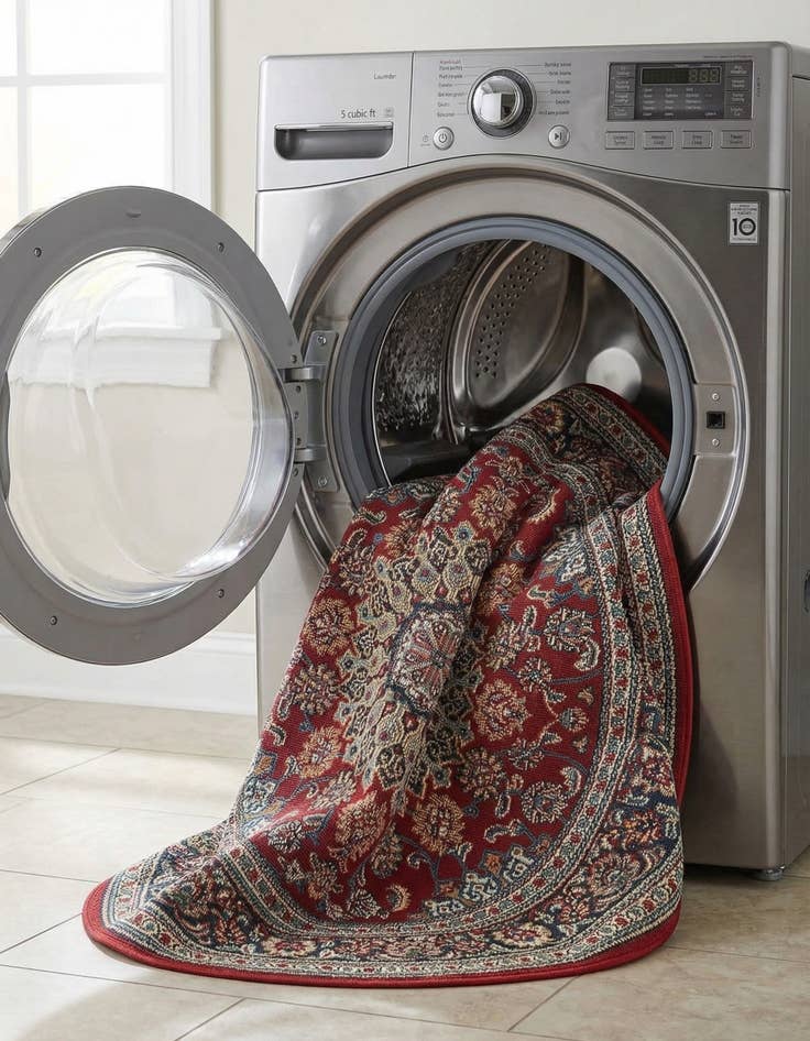 Detail image of 4' 1 x 4' 1  Washable Traditional Indoor / Outdoor Round Rug