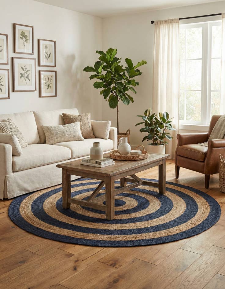 Detail image of 8' x 8'  Hand Braided Jute Round Rug