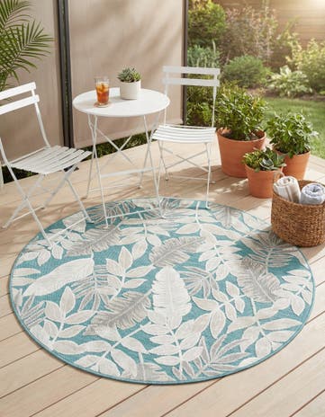 4' 5 x 4' 5 Easy-Clean Botanical Indoor / Outdoor Round Rug