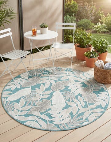 4' 5 x 4' 5 Easy-Clean Botanical Indoor / Outdoor Round Rug