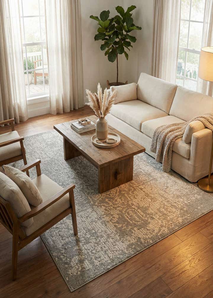 6' 1 x 9' Easy-Clean Traditional Indoor / Outdoor Rug