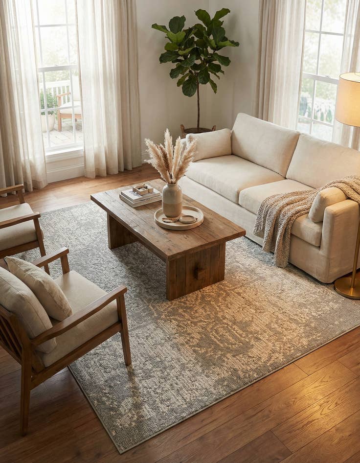 Detail image of  6' 1 x 9'  Washable Traditional Indoor / Outdoor Rug