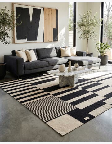 5' 2 x 6' 7 Hand Woven Kilim Modern Wool Rug