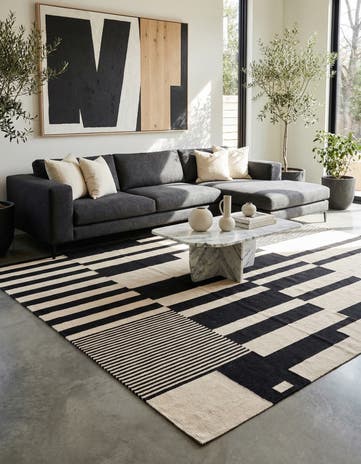 5' 2 x 6' 7 Hand Woven Kilim Modern Wool Rug