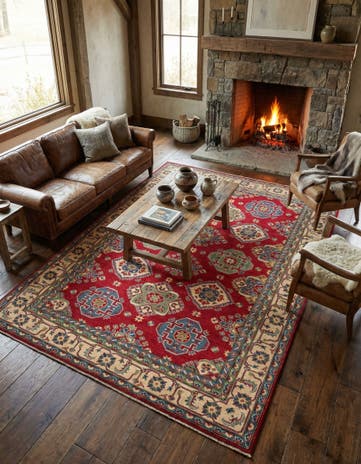 6' 7 x 9' 7 Hand Knotted Kazak Rug