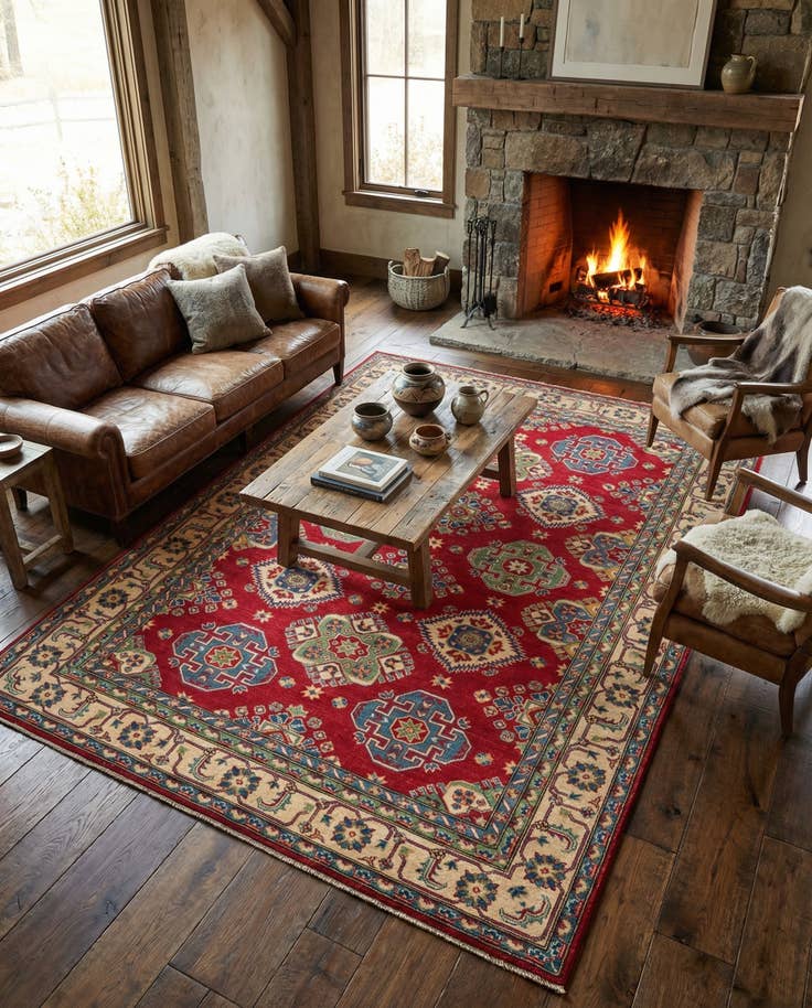 Detail image of 6' 7 x 9' 7 Hand Knotted Kazak Rug