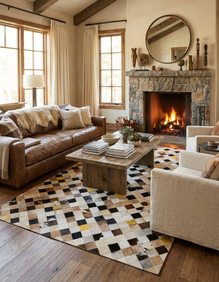 Detail image of 5' 1 x 8' Cowhide - Patchwork Rug