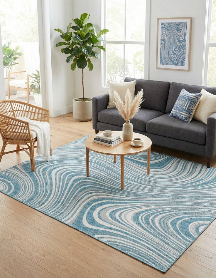Detail image of 6' x 9'  Washable Modern Indoor / Outdoor Rug