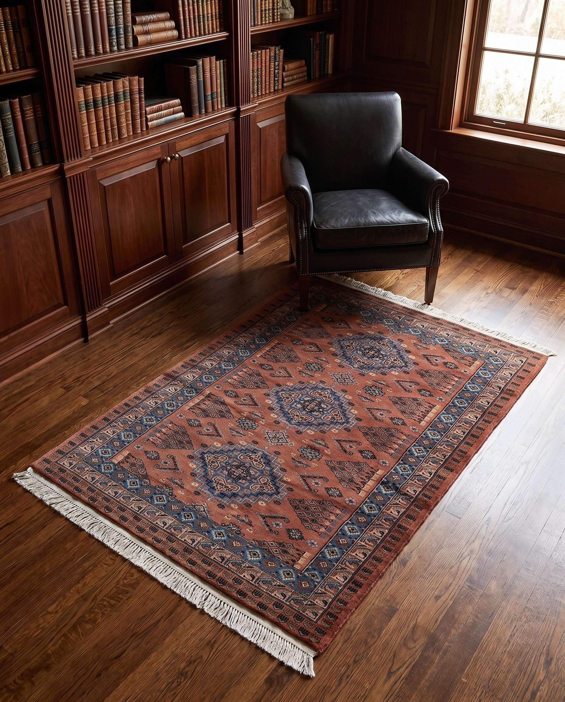 4' 3 x 6' Hand Knotted Bokhara Oriental Wool Rug