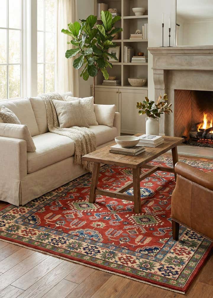 6' 4 x 9' 8 Hand Knotted Kazak Rug