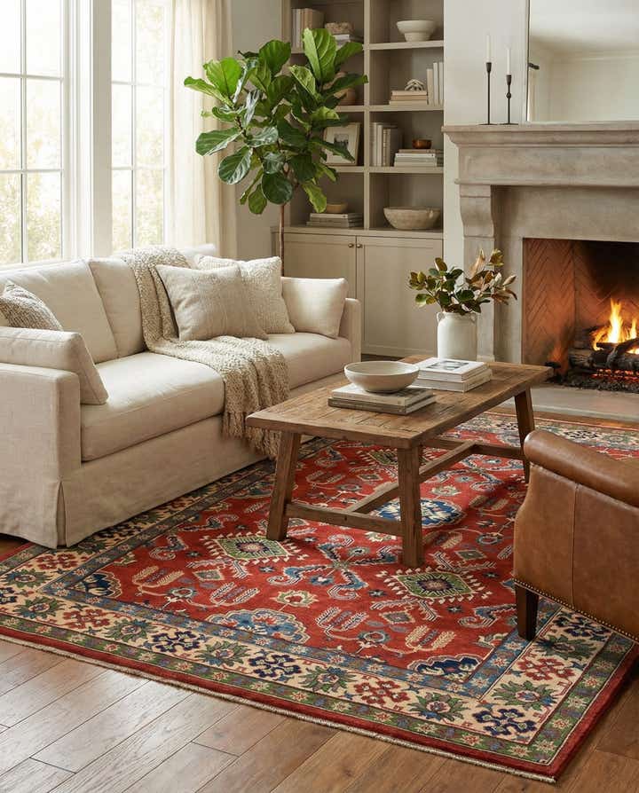 6' 4 x 9' 8 Hand Knotted Kazak Rug