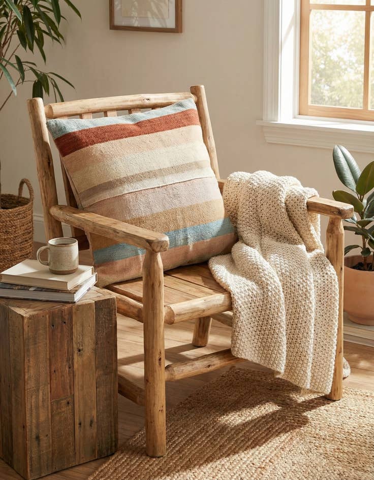 Detail image of  2' 5 x 2' 6  Hand Woven Pillow Wool Square Rug