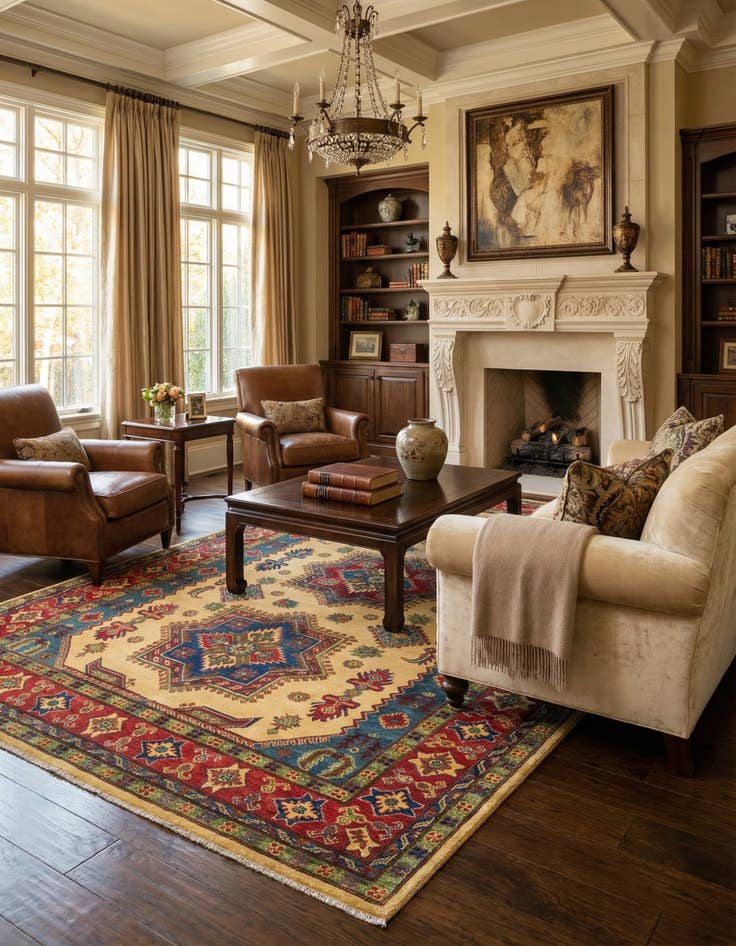 Detail image of 6' 8 x 9' 8 Hand Knotted Kazak Rug