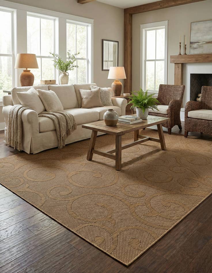 Detail image of 9' x 12' 2  Washable Botanical Indoor / Outdoor Rug