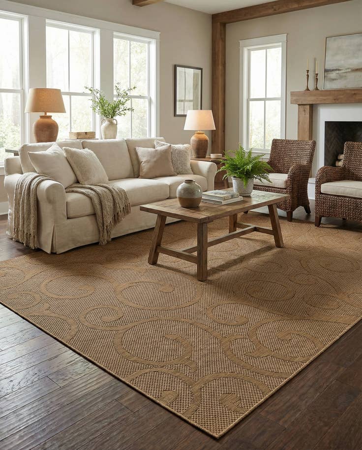 Detail image of 9' x 12' 2 Easy-Clean Botanical Indoor / Outdoor Rug